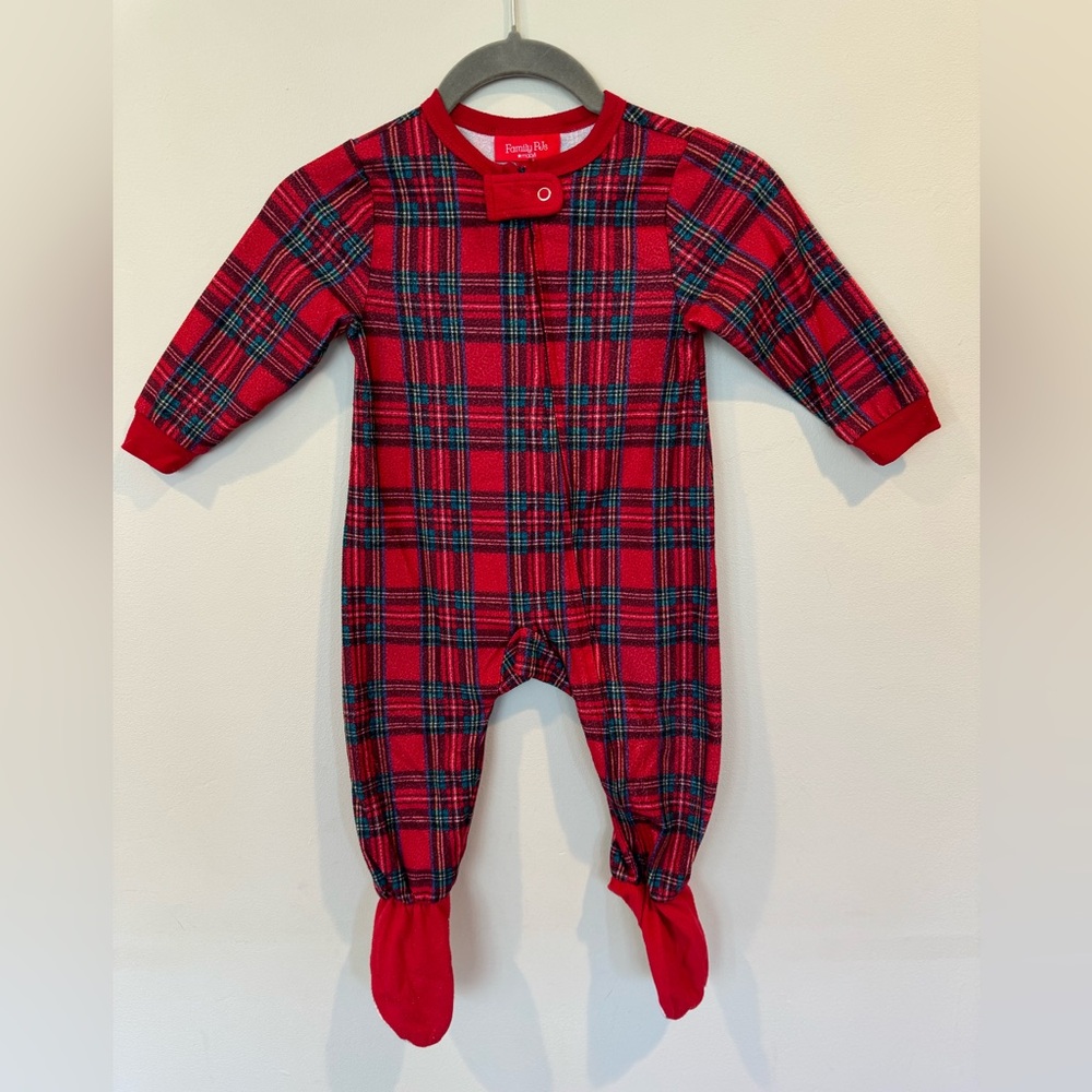 Baby Plaid Footed Pajamas - Size 18mo - Cozy & Festive for Christmas / Holidays!